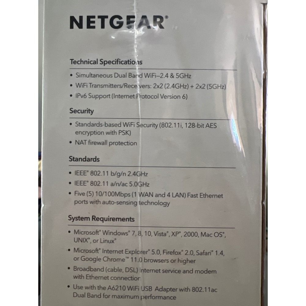 Netgear AC1000 WiFi Router Dual Band R6080 1000Mbps 1000 sq ft Coverage NEW - Picture 2 of 4
